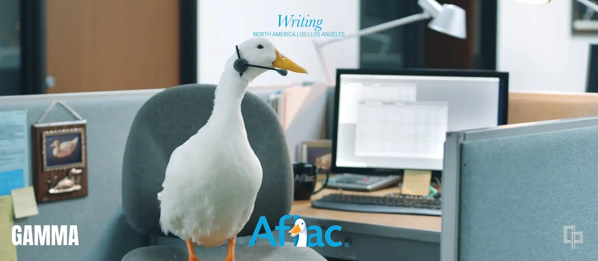 Visuals highlighting the expertise of a commercial treatment writer  for Aflac