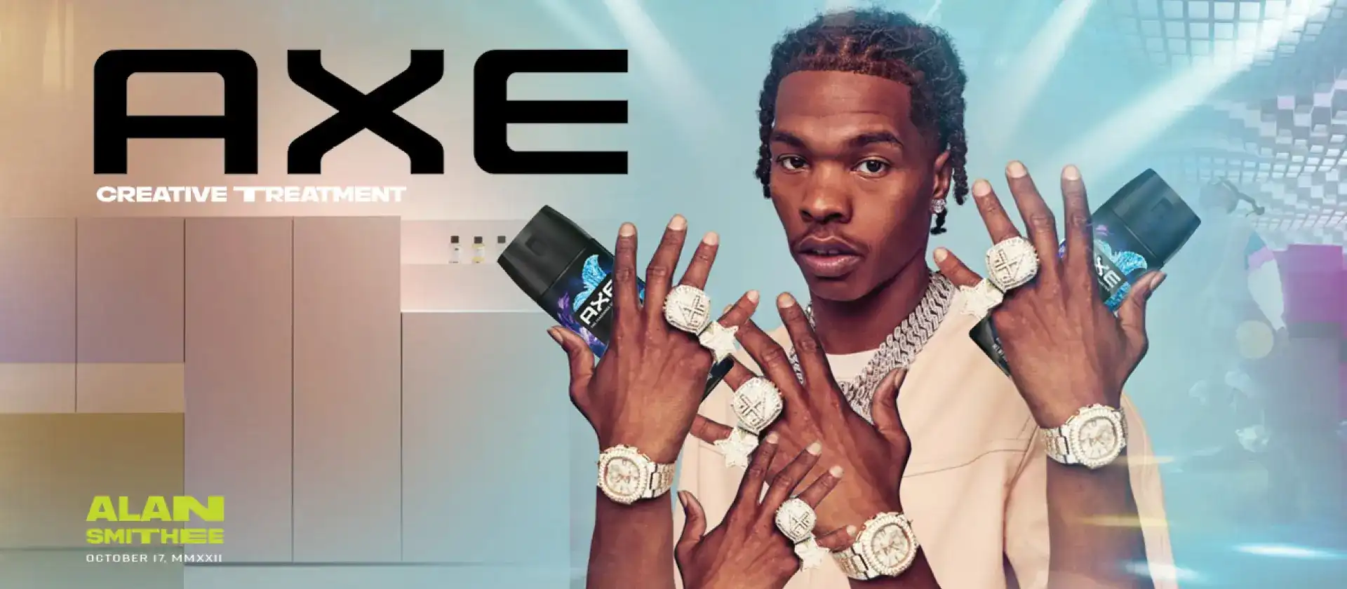 Visual elements enriching the treatment for commercial  for Axe
